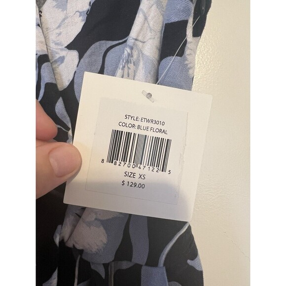 NWT Ellen Tracy Side Tie Linen Blend Midi Dress Women's XS Floral - Picture 8 of 16